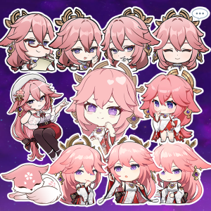 [Genshin Impact] Sticker Yae Miko - Hình dán chibi yae ( set 11 hình )