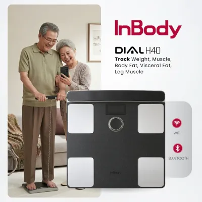 InBody Dial H40 Smart Body Composition Scale | Digital Body Fat Weight Scale & BMI Monitor | Soft Lean Muscle | 1 Year Warranty (Black)