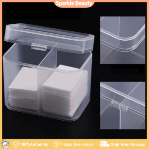 Transparent Nail Makeup Remover Storage Box 2 Compartment Cotton Pad Storage Box Nail Tool Makeup Remover Cotton Pad Cotton Swab Storage Box Glitter Storage Box