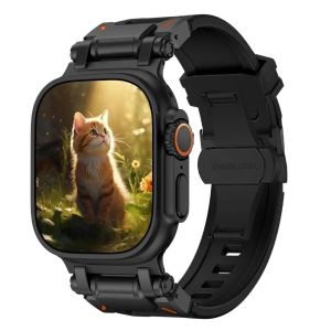 Sports Rubber Loop Strap for Apple Watch Ultra 2 49mm Butterfly Buckle Bracelet IWatch Series 9 8 7 6 5 4 Se 45mm 44mm 42mm Band