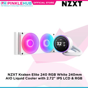 PinkleHub | NZXT Kraken Elite 240 RGB White 240mm AIO Liquid Cooler with 2.72" IPS LCD & RGB