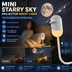 Mini Projector Lamp Starry Night Light Bedroom Atmosphere Lamp Eye-Caring Sleep Aid for Relaxing Ambience