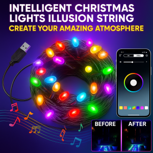 Smart Christmas String Lights with Voice Control Colorful RGB Dimmable Decor Remote Controlled for Indoor Outdoor Party