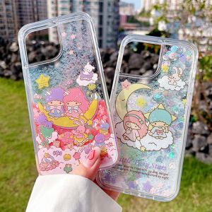 การ์ตูนKawaiiราศีเมถุนฝาแฝดน้อยดาวกรณีโทรศัพท์มือถือด้วยB Ling B Ling G LitterดูดสำหรับiPhone 11 Pro Max 6 6 วินาทีพลัส 7 พลัส 8 บวกราศีเมถุนโทรศัพท์ปกหลังสำหรับiPhone X XR XS Maxกลับเชลล์