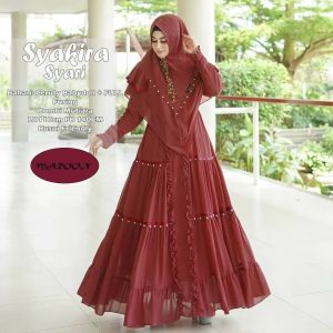 BEST SELLER!!! SYAKIRA SYARI - Gamis Syari Set Khimar Lebaran Terbaru 2025 Gamis seragaman pengajian