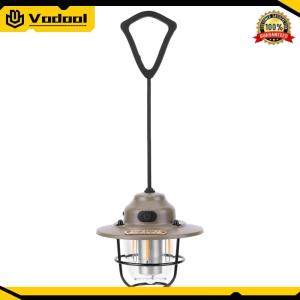 Retro Hanging Tent Lamp 1200mAh Emergency Light Lantern 2700K/6500K LED Chandelier Light IPX4 Waterproof Stepless Dimming Type C Charging for Outdoor