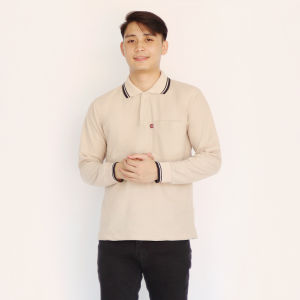 Noveli wear - Polo Shirt Pria Saku Lengan Panjang | Kaos Berkerah Pria Polo Shirt Seragam Polos