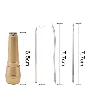 Detachable Sewing Shoe Repair Tool Leather Sewing Kit Shoe Repair Tool DIY Leather Sewing Waxed Thread Awl Needle With Copper Handle Set Leather Canvas Tent Shoes Repairing Tool