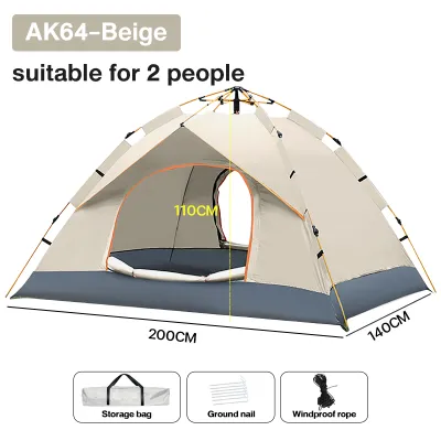 【Free picnic mat】2/4/6Person Camping Tent Sunscreen Waterproof Tent Double Layer Outdoor Foldable Automatic Family Tent