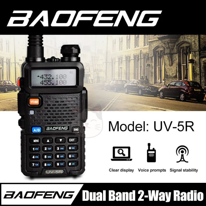 Baofeng UV5R VHFUHF Dual Band TwoWay Radio (Black 1pcs） Lazada PH