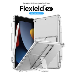 Apple iPad Pro 12.9 5th Gen / 9 10.2 11 3th / Mini 7 6 - Flexield SP Transparent Kickstand Case Full Coverage Casing Apple Pencil Charger Charging Holder Slot Shock Resistant Impact Scratch Corner Bumper Design Movie Watching Note School Work Office Drawi