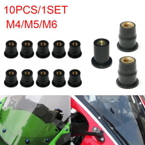 QIXING For Suzuki Motorcycle Accessories 4/5/6mm Metric Wellnut Blind Fastener Fairing Cowl Fastener M4/M5/M6 Motorcycle Windscreen Fastener Windshield Screws Rubber Well Nuts