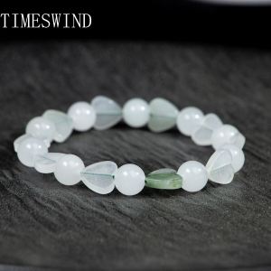 Natural Original Tianshan Jade Light Green Round Bead Heart-shaped Women Bracelet Fashion Jewelry Gift with Certificate