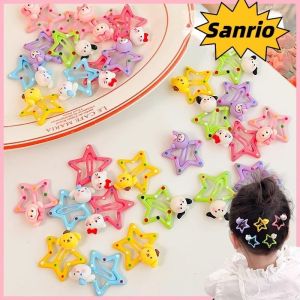 Cute Colorful Five Pointed Star BB Hair Clip Kuromi Cinnamoroll My Melody Pochacco Anime Childrens Hair Clip Girl Hair Accessory Gift From Sanrio Series
