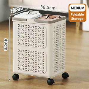 SIV Foldable Laundry Basket Plastic Hamper Dirty Clothes Basket Organizer Aesthetic With Wheels