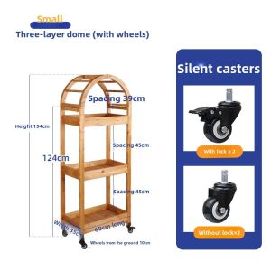 Rangkaian Bunga Balkoni Rak Tumbuhan Kayu Cemara Gred A Ruang Tamu Berdiri Lantai Berbilang Lapisan Mudah Alih Dalaman Dan Luaran Dengan Roda