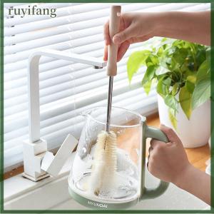 ruyifang Tay cầm bằng gỗ chai Cốc bàn chải thủy tinh chai làm sạch bàn chải phụ kiện nhà bếp