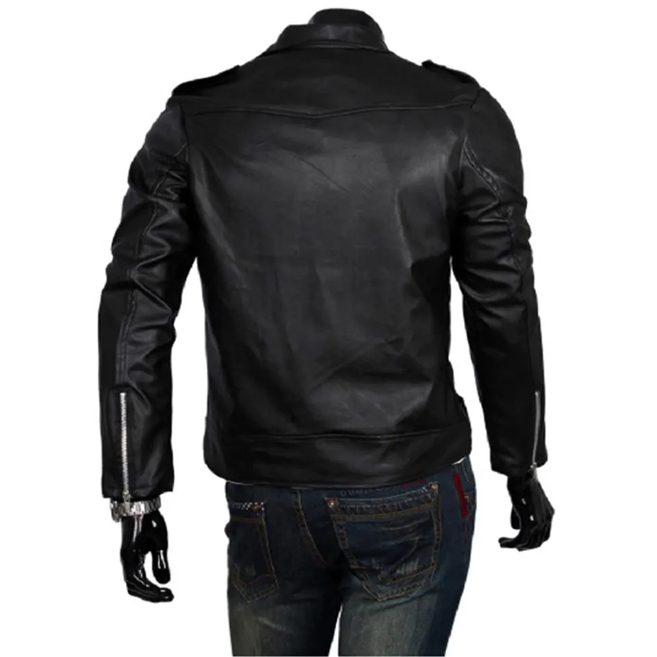 Black Motorcycle Jacket Mens Autumn And Winter Casual Sports Large Size  Thin Zipper Jacket