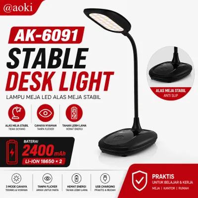 AOKI Lampu Baca LED Jepit Fleksibel Portable Rechargeable