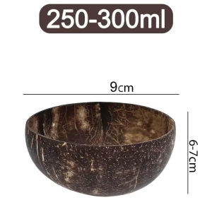 6PCS Wholesale Natural Coconut Bowls For Serving Dishes Salad Oatmeal Yogurt Reusable Wooden Coconut Shell Bowl Kitchen Tableware Set