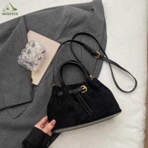 Women Faux Suede Retro Shoulder Bag with Adjustable Strap Vintage Crossbody Bag Solid Color Hobo Handbag for Daily Travel Work Without Pendant