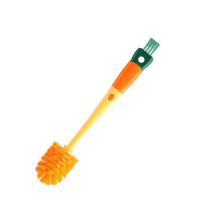 5 In 1 Baby Bottle Brush Cleaning Brush Plastic Ball With Long Handle Glass Coffee Mug Brush Drinking Bottle Tools Orange Color