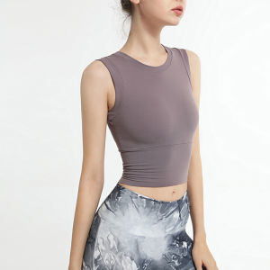 YueJi แขนกุดเสื้อกล้ามกีฬาผู้หญิง Tights แห้งเร็ว Super Elastic โยคะ Tops