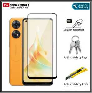 Tempered Glass RENO 8 T 5G 2023 NEW Tempered Glass Kaca Full Layar Pengiriman Cepat Promo Di AlvaCaseAcc
