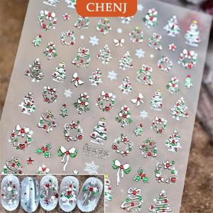 [COD] CHENJ ไฟสีสันสดใสสไตล์น่ารักสำหรับเทศกาลคริสต์มาสสติกเกอร์ติดเล็บลายจุดสำหรับตกแต่งเล็บรูปโบว์ตกแต่งเล็บ