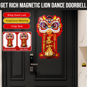 Get Rich Magnetic Lion Dance Doorbell Magnetic Brass Doorbell Opening Door Alert Home Small Bell Housewarming Gift