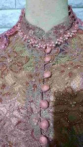 set kebaya akad nikah brukat nude + longtotso + longtorso dan slendang