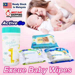 [MALAYSIA STOCK] 80’s Excue Baby Soft Wet Wipes Tissue 50pcs 40’s 30sheets Tisu Basah Bayi Alcohol Free Skincare Fragrance Free Safe For Baby & Children Use Baby Wipes travel ActiveGo
