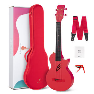 Enya Concert Ukulele Nova U 23’’ Carbon Fiber Travel Ukulele with Beginner Kit includes online lessons case strap capo