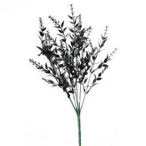 Halloween Decoration 7 Fork Black Eucalyptus Leaf Artificial Plants Persian Fern Fake Flower Plant Wedding Home Party Decoration