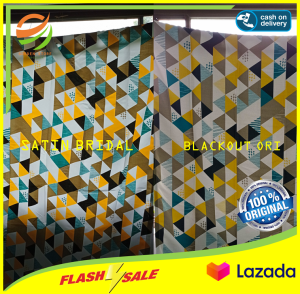 GORDEN.STORE Tirai Gorden Blackout Segitiga [ Abu \ Pink \ Kuning ] Hordeng Jendela Minimalis 140 x 200