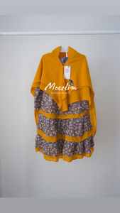 Set Gamis Anak Ameena Premium Bahan Ceruty mix furing model susun