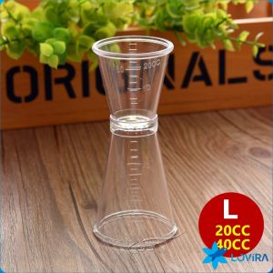 LoviRa PVC Double Jigger Measuring Cup 10/20/40cc Transparent Jigger with Measurement Markings