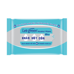 Lốc 10 Gói Khăn Giấy Ướt Có Cồn Bỏ Túi Let-green 10 miếng/gói