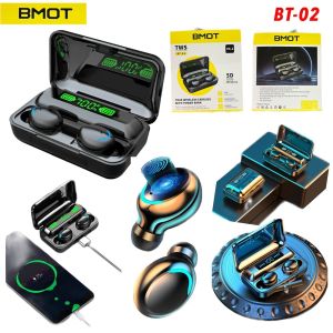 Earphone Bluetooth Tws BMOT BT-02 + powerbank headset wireless bt02