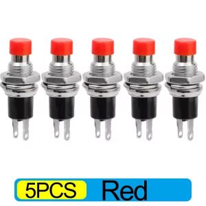 10ชิ้นสวิตช์ปุ่มกดรีเซ็ทล็อคเขย่าเบาๆสวิทช์ฟรี3A 220VAC SPST ปุ่มกดมินิเปิดตามปกติ (ไม่) สีดำแดงและหมวกสีเขียว