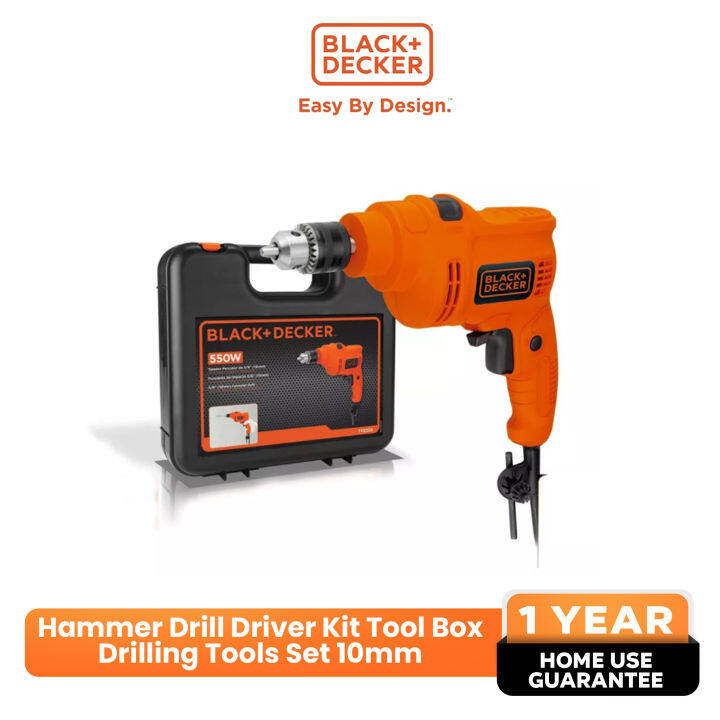 BLACK DECKER Hammer Drill Driver Kit Tool Box Drilling Tools Set