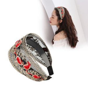 huiheyu head bands for women sale headbands for adult women hairbands for women turban headband women headband korean style Retro Simple Temperament Sequins with Tooth Sweet Female Hair Hoop Lace Embroidered Headband Korean Style Headband Headdress