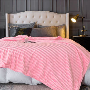 Milk velvet flannel velvet plush throw blanket sofa office silky comfortable fleece stripe flannel blanket Selimut Soft
