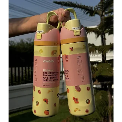 Owala FreeSip 24oz Tropical Summer Fruit Design Stainless Steel Water Bottle 24hrs Cold