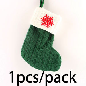 (1 Piece/pack) 19*14cm Christmas Knitted Socks Gift Decoration Home Socks Mini Socks Santa Claus Candy Gift Bag Christmas Tree