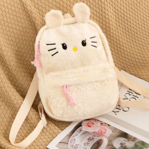 VGGE Cartoon Kuromi Plush Backpack KT Cat Cinnamoroll Melody Plush Backpack Creative Large Capacity Cartoon Backpack Girls