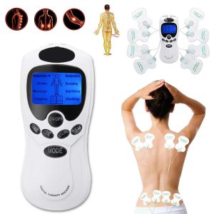 8 Modes Digital Electric Pulse Therapy Body Massage Machine Relax Stiff Muscle Pain Relief Stimulator Massager with 8Pcs Gel Skin Adhesive Snap Electrode Pads