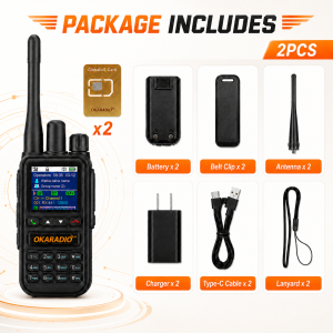 OKARADIO U88 POC Walkie Talkie Dual Mode 4G LTE with 1 Year SIM Card Nationwide Unlimited Range UHF Repeater Push-to-Talk Two-Way Radio Type-C Charging