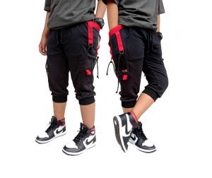 Celana jogger pendek pria jogger 3/4 dark grey