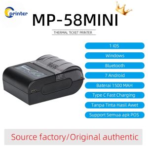 printer thermal bluetooth 58mm Receipt printer buat hp Mobile Portable Printer mesin print struk mini Free 3 Roll Kertas